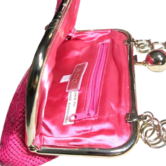 * New "ALDO Evening Hot Pink Metallic Clutch  Bag Chain Strap - Picture 9 of 15